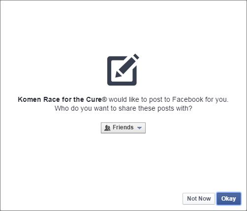 Komen Facebook App Posting Message