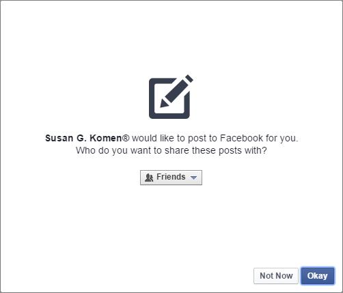 Komen Facebook App Posting Message