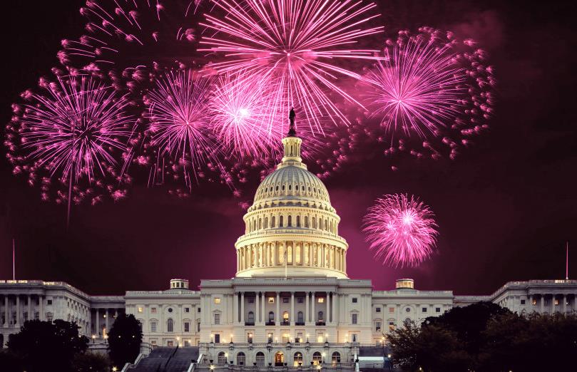 pink Fireworks over Capital